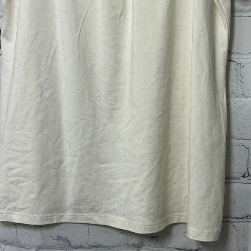 Josephine Chaus Short Sleeve Top Preppy Cream Cottagecore Ivory Size M Boho - Picture 5 of 12